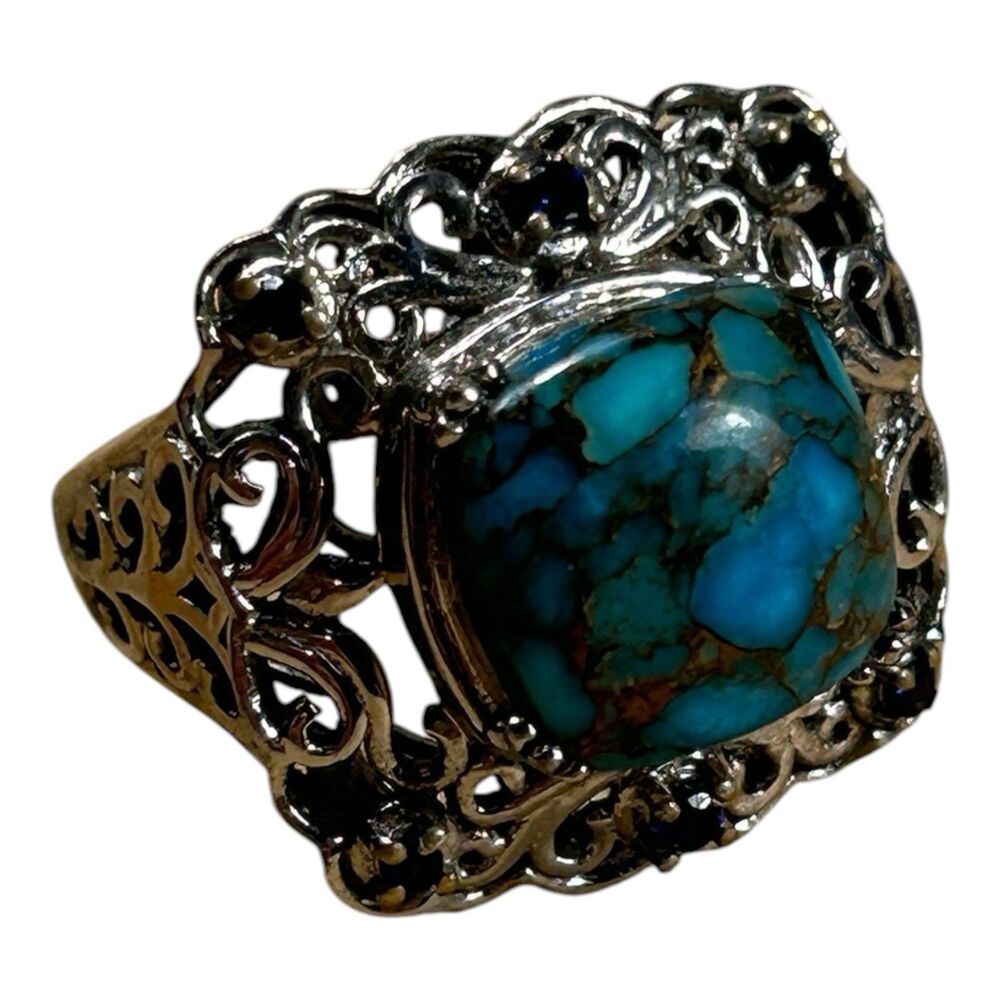 Copper Turquoise Ring Sterling Silver 925 Karis STS Size 7.5